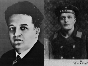 links Walter Krämer im Anzug, rechts als Junger Mann im Matrosengewand