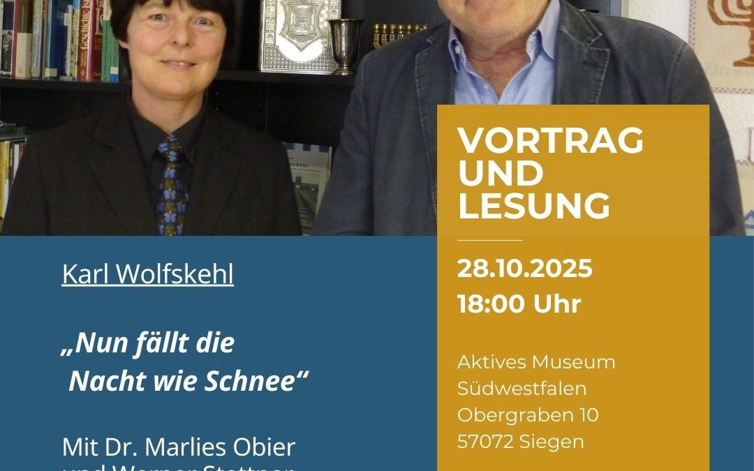 Karl Wolfskehl „Nun fällt die Nacht wie Schnee“ Vortrag und Lesung: Dr. Marlies Obier und Werner Stettner