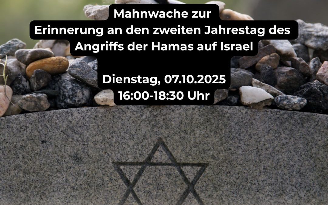 Mahnwache zur Erinnerung an den zweiten Jahrestag des Angriffs der Hamas auf Israel